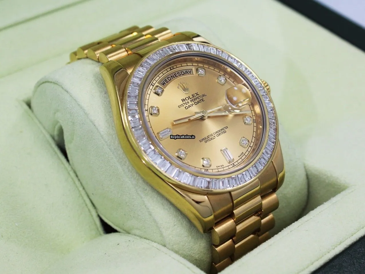 Top Replica Rolex Day-date II 218238 Automatic Movement 41mm Yellow Gold Case Mens/unisex Watch - Image 6