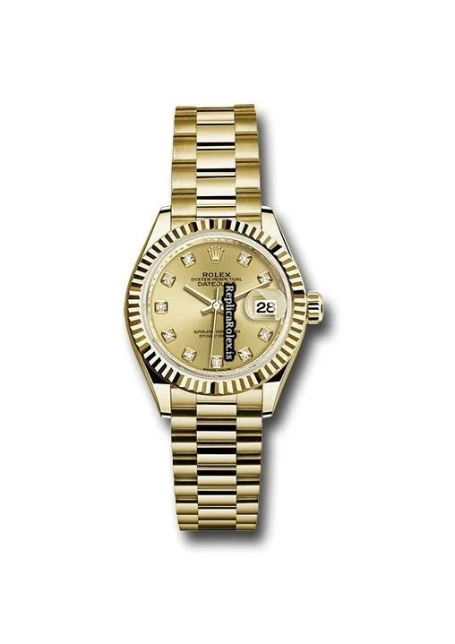 Superior Replicas Rolex Lady-datejust 279178 Caliber 2236 Automatic Movement 28mm Yellow Gold Case Womens Watch