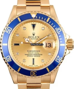 Durable Replica Rolex Submariner Date 16618 Caliber 3135 Automatic Movement 40mm Yellow Gold Case Mens/unisex Watch