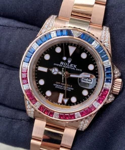 Lovely Copy Rolex Gmt-master II 126755saru Automatic Movement 40mm Rose Gold Case Mens/unisex Watch
