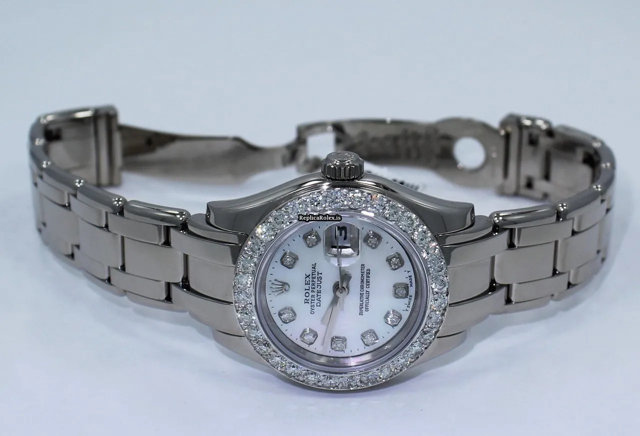 Recommend Replica Rolex Lady-datejust Pearlmaster 80319 Automatic Movement 29mm White Gold Case Womens Watch - Image 10