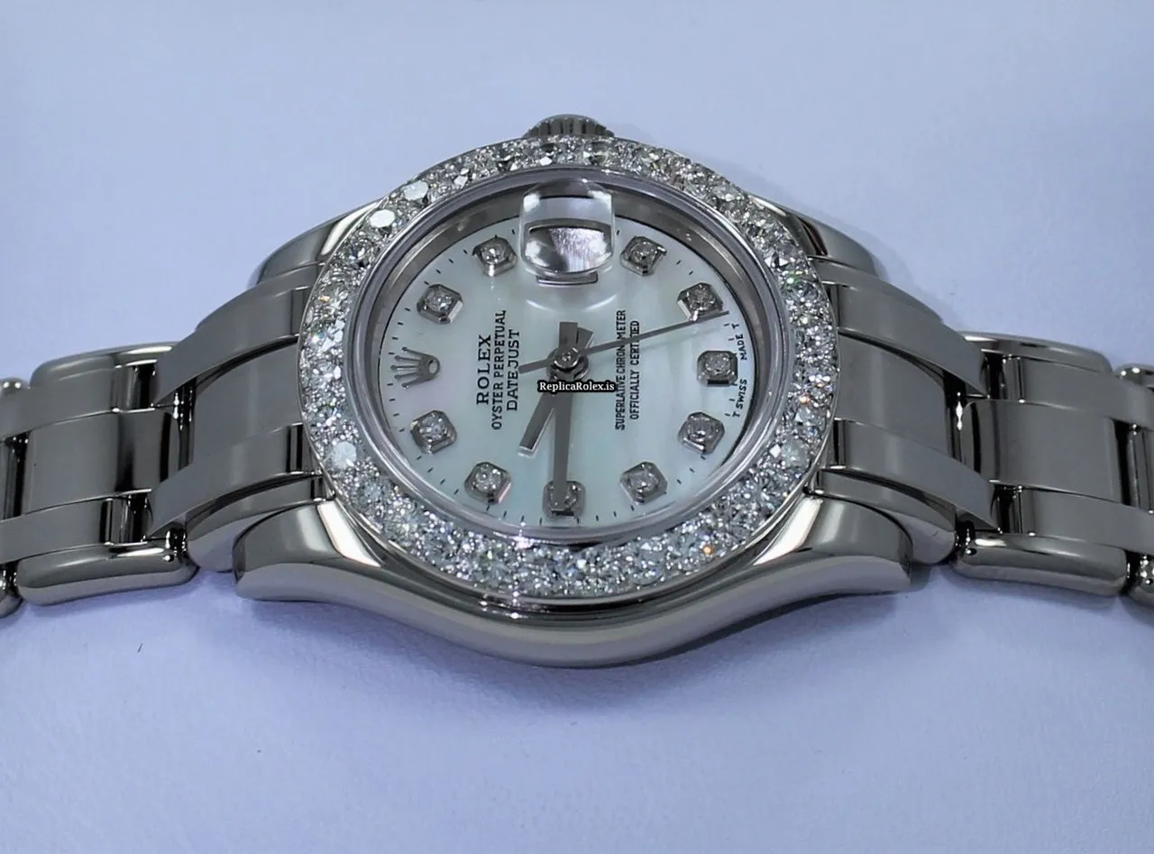 Recommend Replica Rolex Lady-datejust Pearlmaster 80319 Automatic Movement 29mm White Gold Case Womens Watch - Image 4