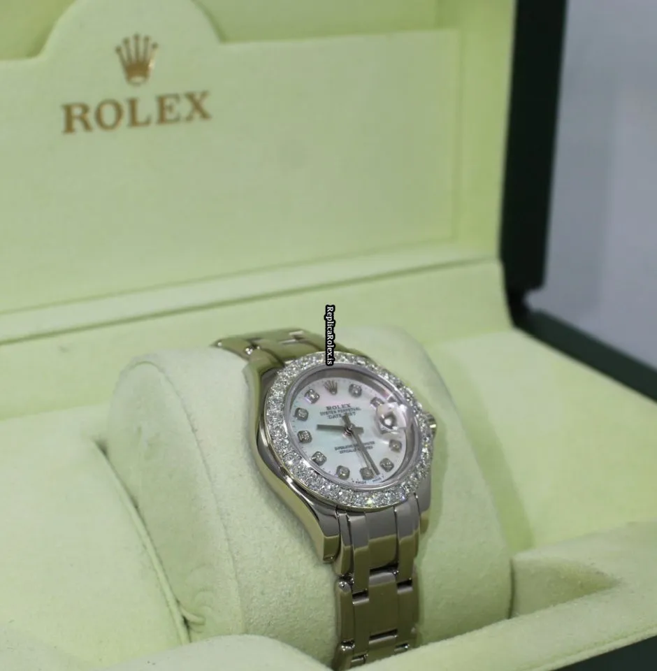Recommend Replica Rolex Lady-datejust Pearlmaster 80319 Automatic Movement 29mm White Gold Case Womens Watch - Image 6