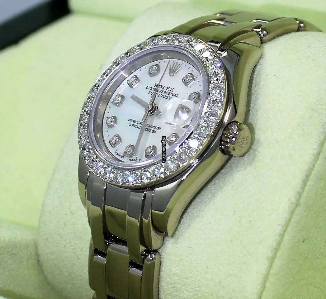 Recommend Replica Rolex Lady-datejust Pearlmaster 80319 Automatic Movement 29mm White Gold Case Womens Watch - Image 9
