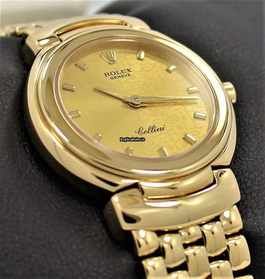 Recommend Replica Rolex Cellini 6621 Quartz Movement 26mm Yellow Gold Case Womens Watch - Image 2