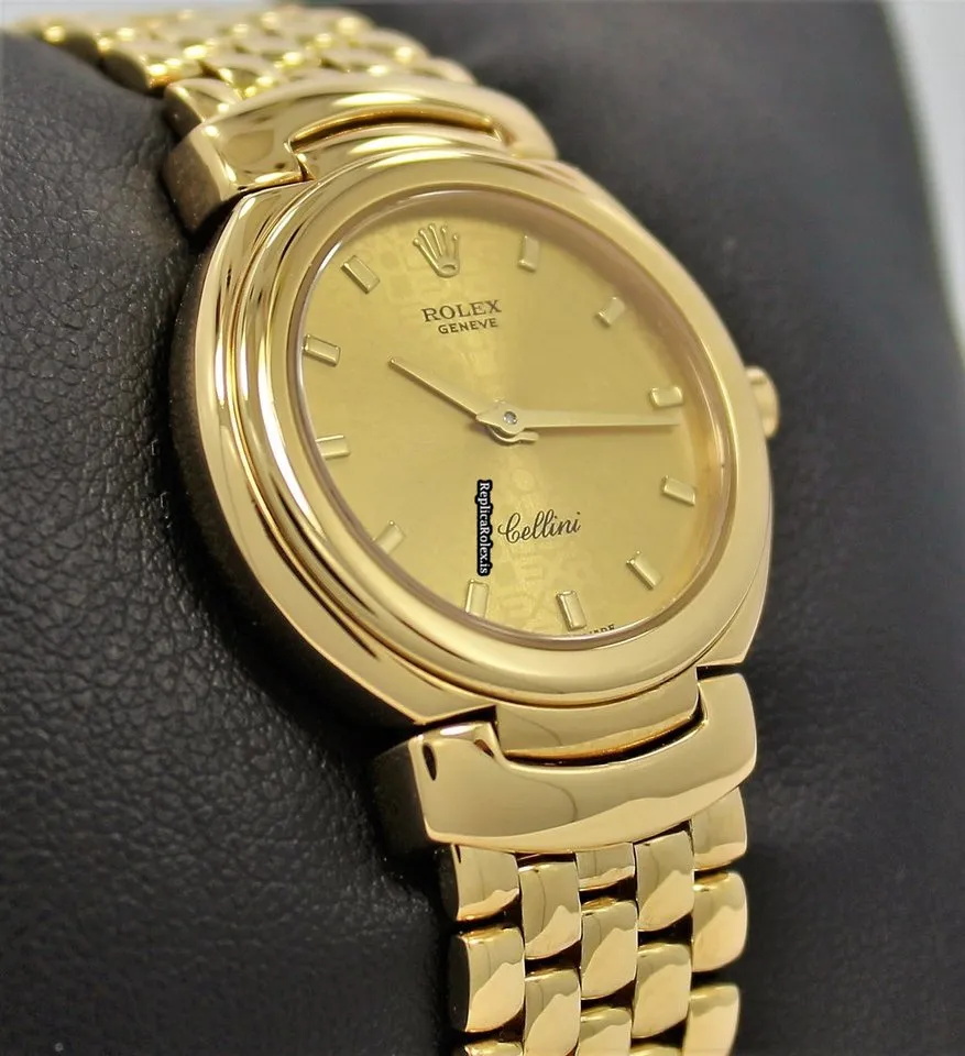 Recommend Replica Rolex Cellini 6621 Quartz Movement 26mm Yellow Gold Case Womens Watch - Image 3