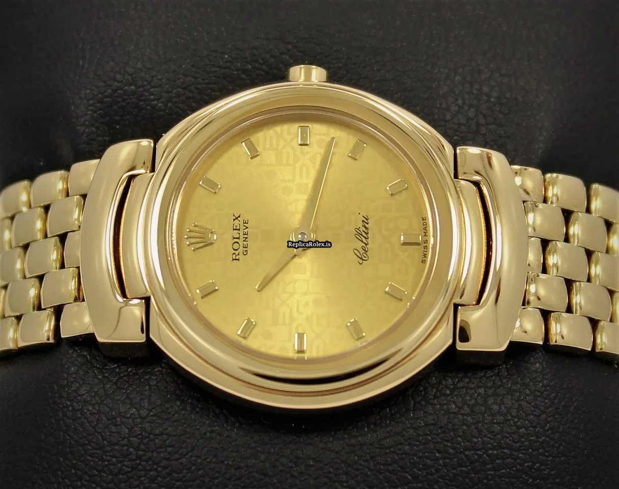 Recommend Replica Rolex Cellini 6621 Quartz Movement 26mm Yellow Gold Case Womens Watch - Image 7