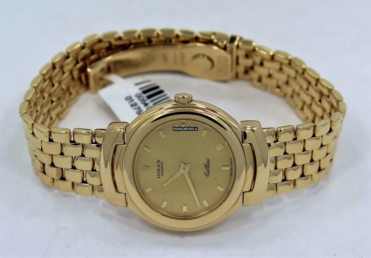 Recommend Replica Rolex Cellini 6621 Quartz Movement 26mm Yellow Gold Case Womens Watch - Image 8