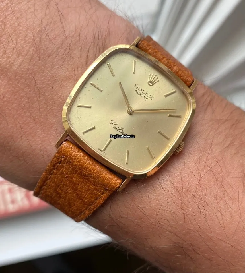 Luxury Fake Rolex Cellini Caliber 1601 Manual Winding Movement Yellow Gold Case Mens/unisex Watch