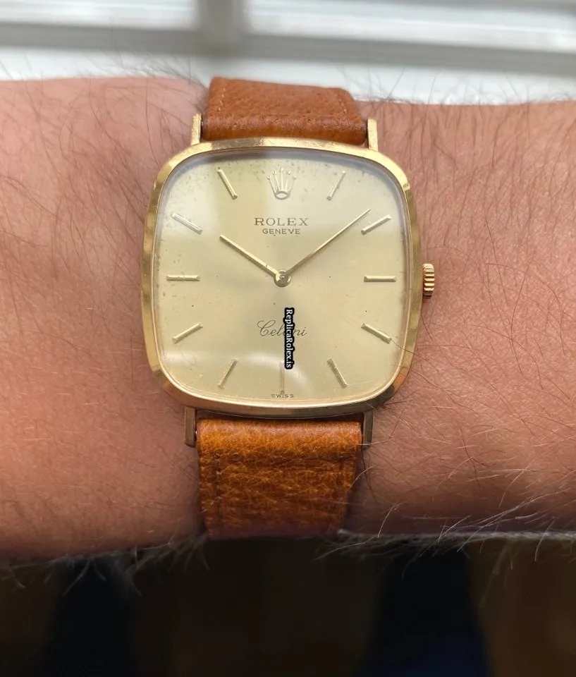 Luxury Fake Rolex Cellini Caliber 1601 Manual Winding Movement Yellow Gold Case Mens/unisex Watch - Image 10