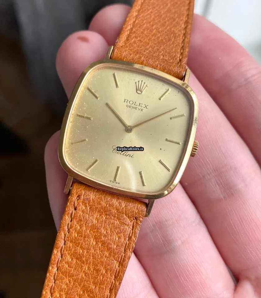 Luxury Fake Rolex Cellini Caliber 1601 Manual Winding Movement Yellow Gold Case Mens/unisex Watch - Image 5