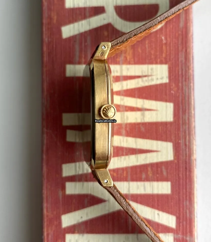 Luxury Fake Rolex Cellini Caliber 1601 Manual Winding Movement Yellow Gold Case Mens/unisex Watch - Image 8