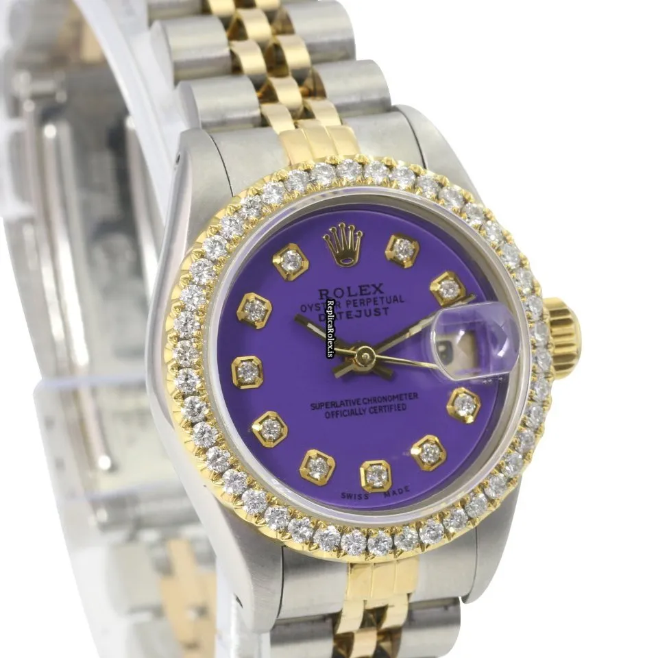 Perfect Fakes Rolex Lady-datejust 69173 Caliber 2135 Automatic Movement 26mm Gold/steel Case Womens Watch - Image 4