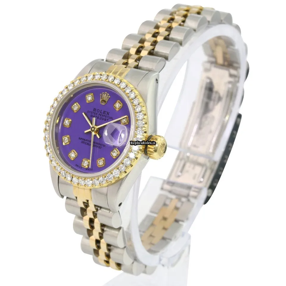 Perfect Fakes Rolex Lady-datejust 69173 Caliber 2135 Automatic Movement 26mm Gold/steel Case Womens Watch - Image 8