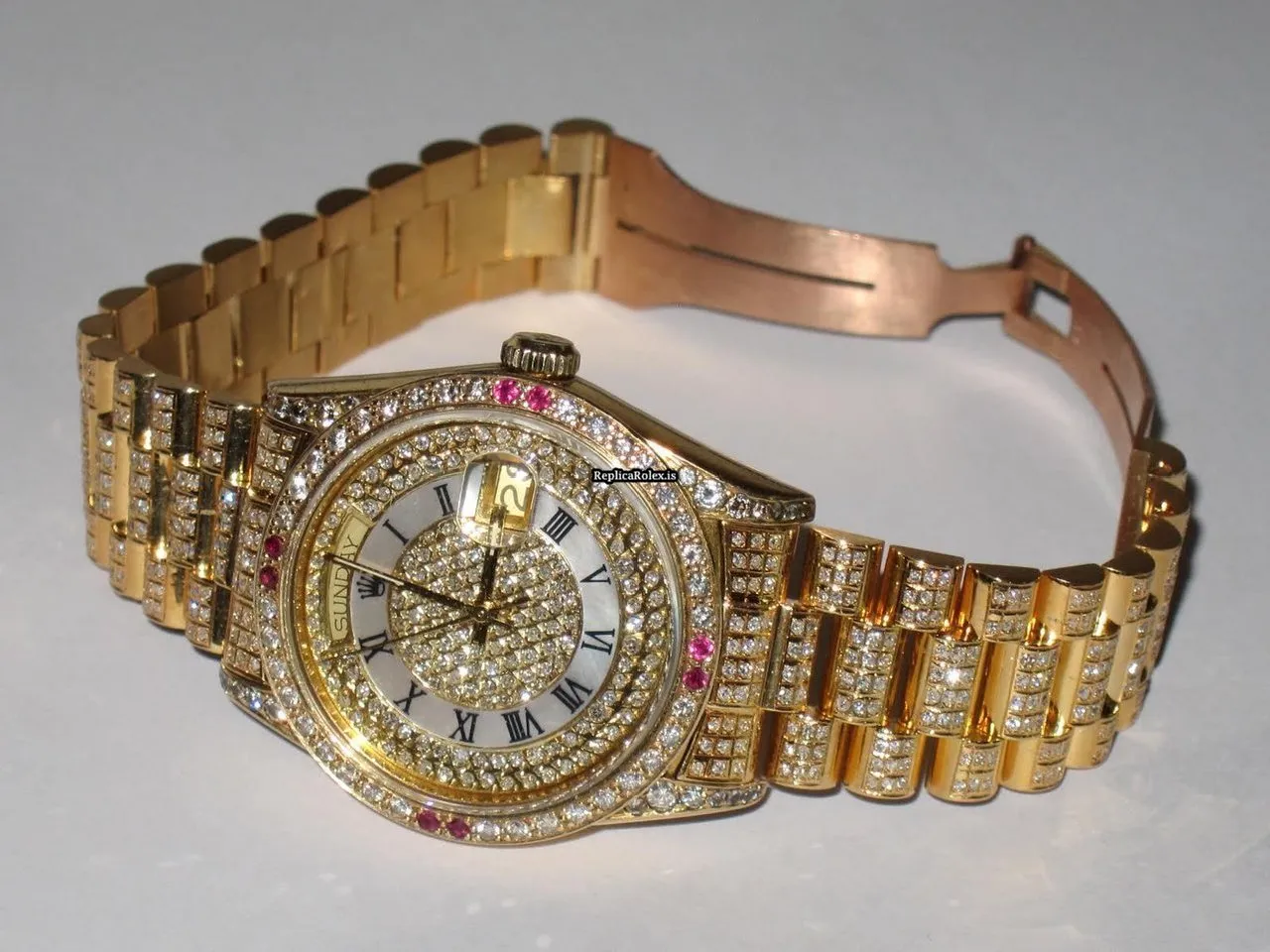 Wonderful Replica Rolex Day-date Self Winding Automatic 36mm Yellow Gold Case Mens/unisex Watch - Image 5