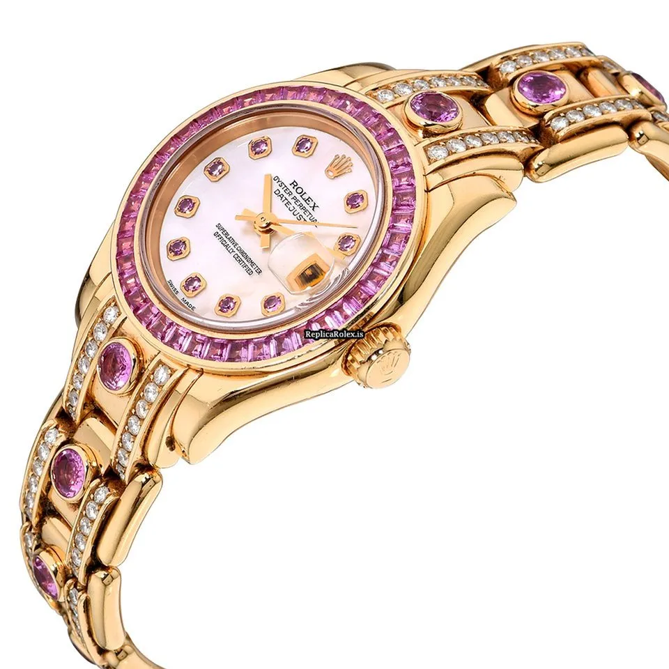 Discount Replica Rolex Pearlmaster 69308 Self-winding Automatic 29mm Yellow Gold Case Womens Watch - Image 4