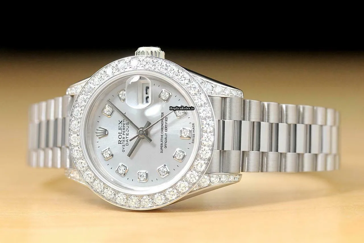 Appealing Clone Rolex Lady-datejust 69179 Caliber 2135 Automatic Movement 26mm White Gold Case Womens Watch - Image 2