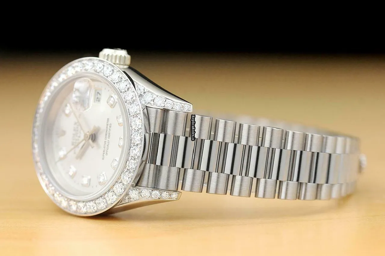 Appealing Clone Rolex Lady-datejust 69179 Caliber 2135 Automatic Movement 26mm White Gold Case Womens Watch - Image 3
