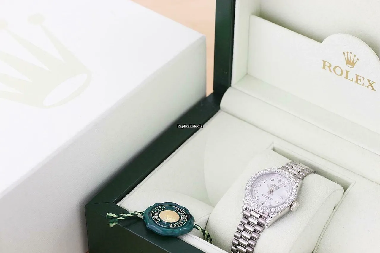 Appealing Clone Rolex Lady-datejust 69179 Caliber 2135 Automatic Movement 26mm White Gold Case Womens Watch - Image 5