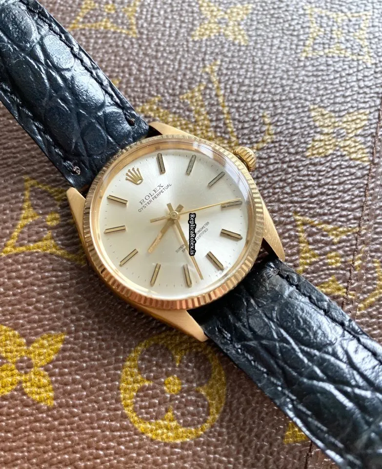Trustworthy Replica Rolex Oyster Perpetual 34 1005 Caliber 1570 Automatic Movement 34mm Yellow Gold Case Mens/unisex Watch