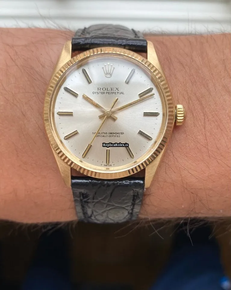 Trustworthy Replica Rolex Oyster Perpetual 34 1005 Caliber 1570 Automatic Movement 34mm Yellow Gold Case Mens/unisex Watch - Image 9