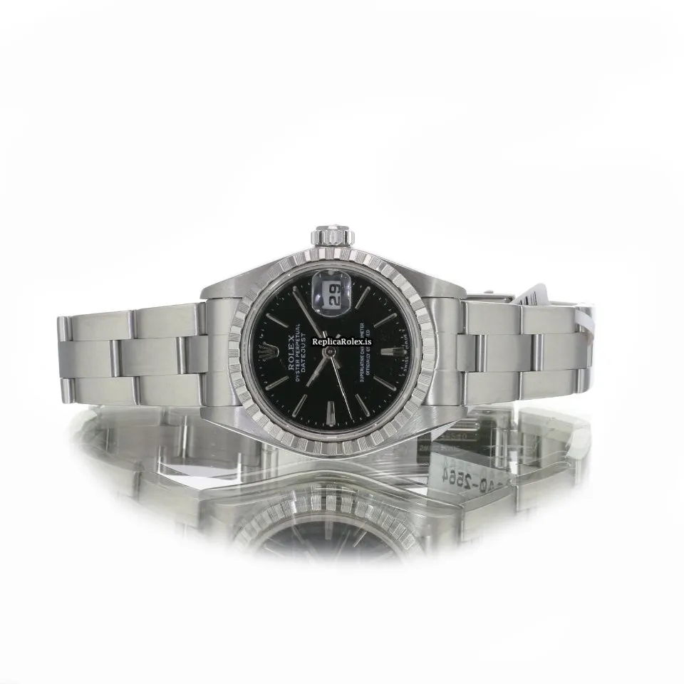 Reliable Replica Rolex Oyster Perpetual Lady Date 79240 Caliber 2235 Automatic Movement 26mm Steel Case Womens Watch - Image 9