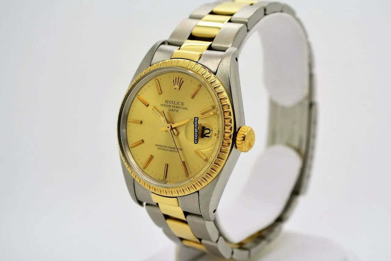 Pleasing Copy Rolex Oyster Perpetual Date 1505 Caliber 1570 Automatic Movement 34mm Gold/steel Case Mens/unisex Watch - Image 2