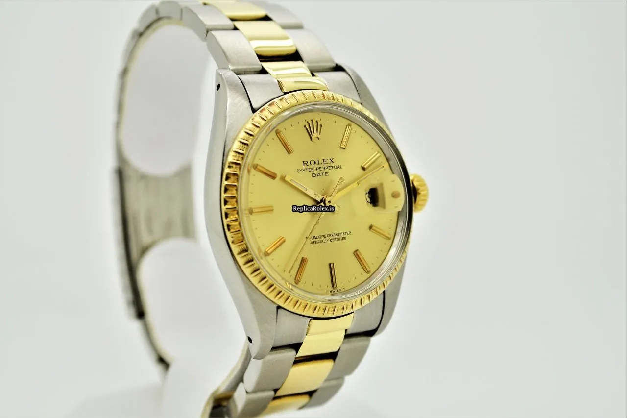 Pleasing Copy Rolex Oyster Perpetual Date 1505 Caliber 1570 Automatic Movement 34mm Gold/steel Case Mens/unisex Watch - Image 3