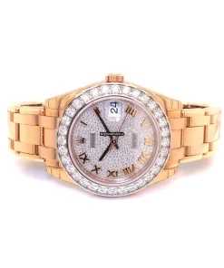 Great Fake Rolex Pearlmaster 81285 Automatic Movement 34mm Rose Gold Case Womens Watch