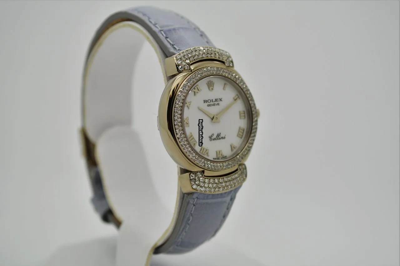 Lovely Replica Rolex Cellini 6673 Manual Winding Movement 27mm White Gold Case Womens Watch - Image 3