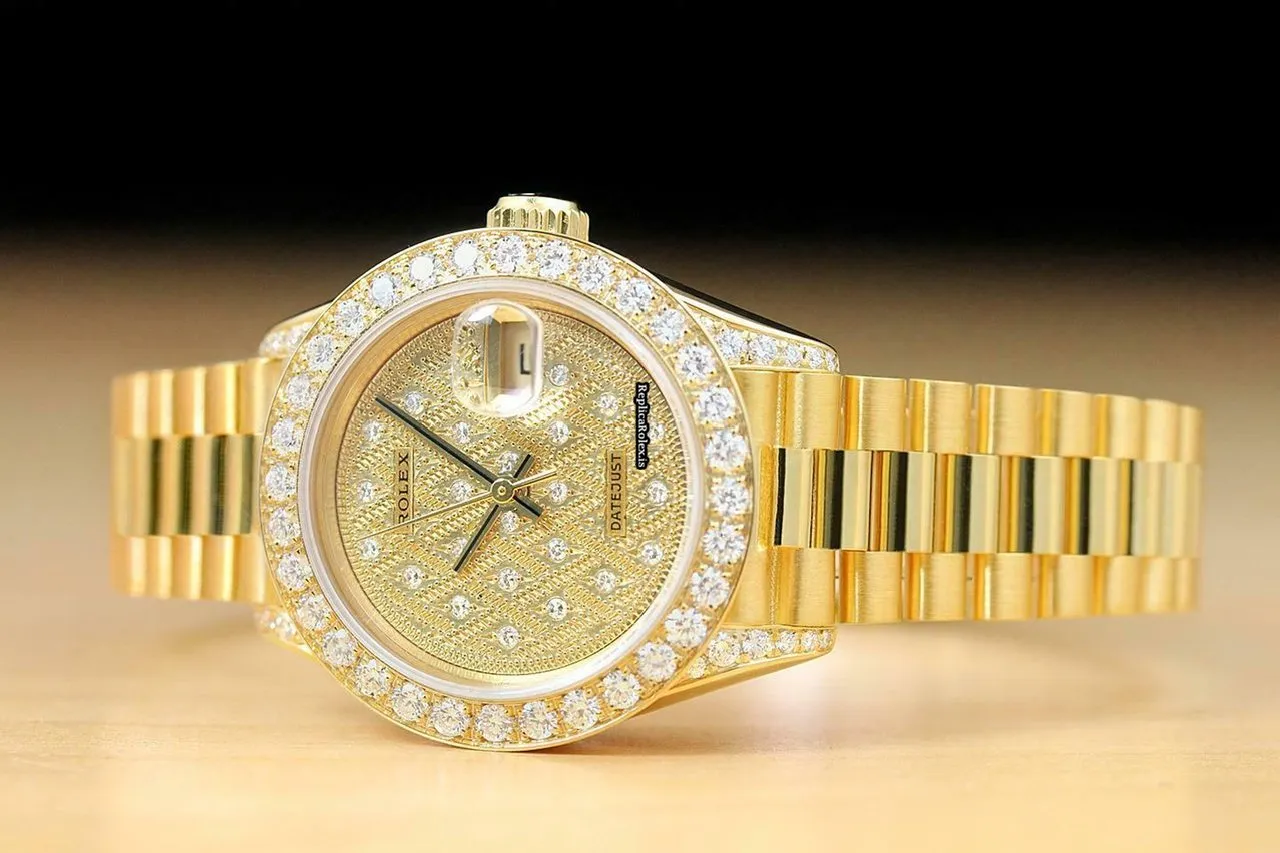 Stylish Replica Rolex Lady-datejust 69178 Caliber 2135 Automatic Movement 26mm Yellow Gold Case Womens Watch - Image 2