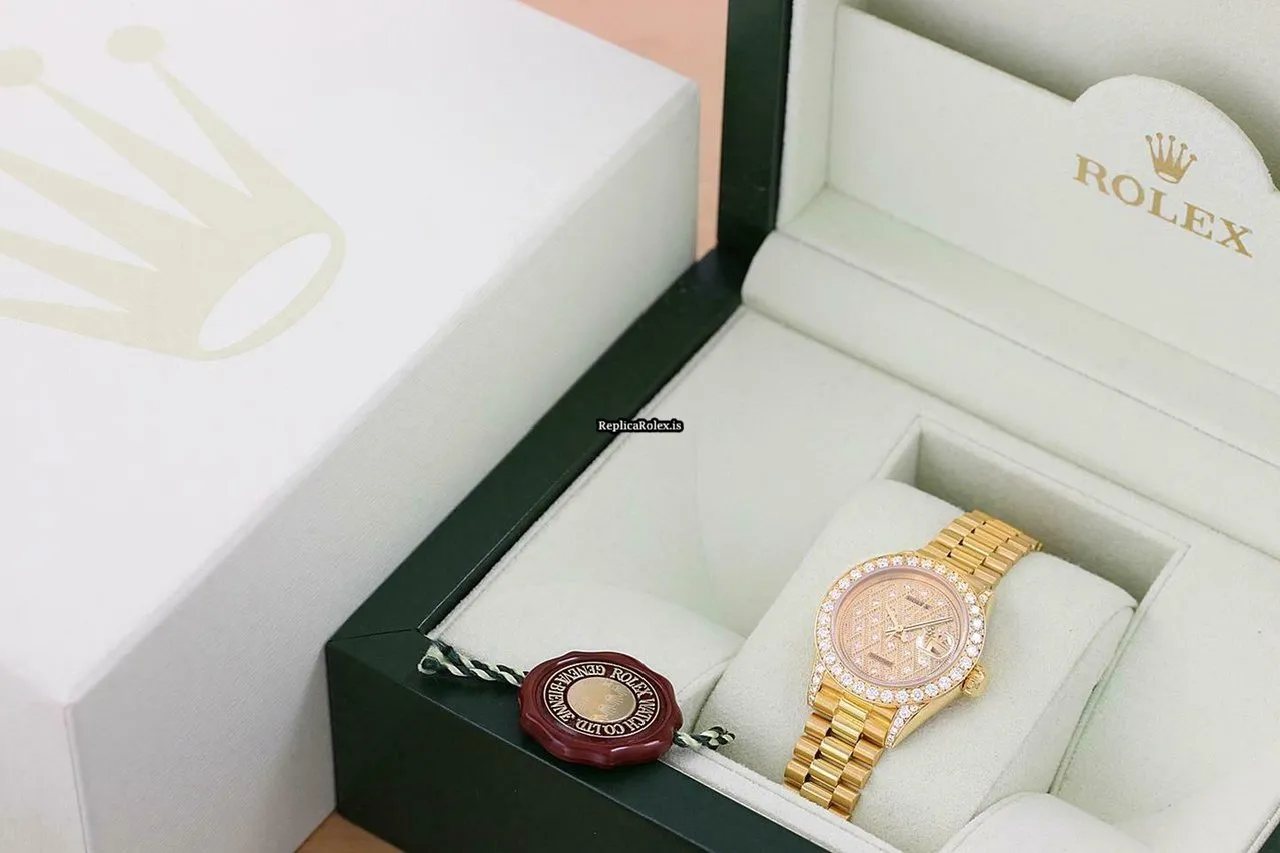 Stylish Replica Rolex Lady-datejust 69178 Caliber 2135 Automatic Movement 26mm Yellow Gold Case Womens Watch - Image 6