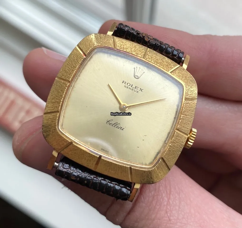 High-end Fake Rolex Cellini Caliber 1600 Manual Winding Movement Yellow Gold Case Mens/unisex Watch - Image 5