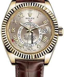 Durable Fake Rolex Sky-dweller 326138 Caliber 9001 Automatic Movement 42mm Yellow Gold Case Mens/unisex Watch