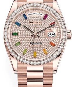 Special Replicas Rolex Day-date 36 128345rbr Automatic Movement 36mm Rose Gold Case Watch