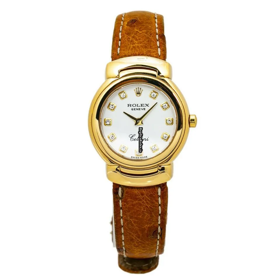 Wholesale Fake Rolex Cellini 6621 Quartz Movement 26mm Yellow Gold Case Womens Watch