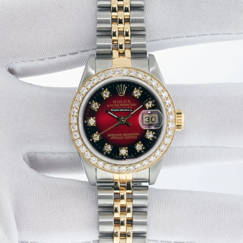 Fabulous Replicas Rolex Lady-datejust 69173 Caliber 2135 Automatic Movement 26mm Gold/steel Case Womens Watch - Image 3