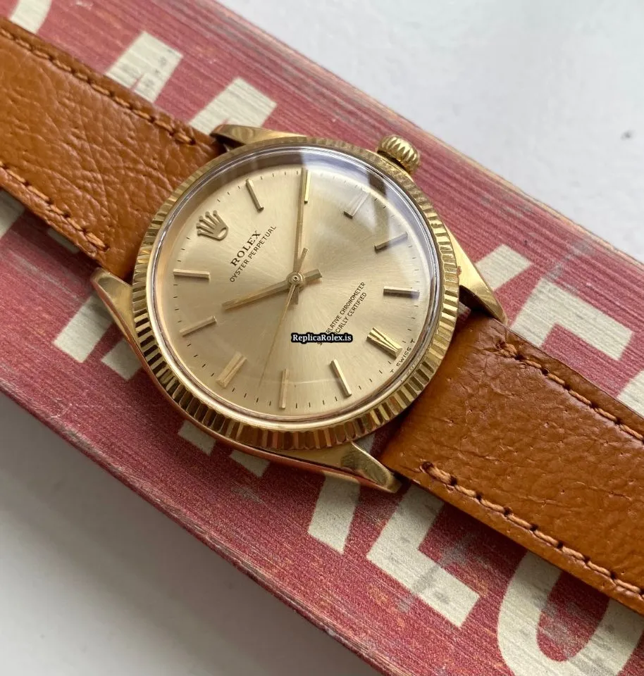 Exquisite Fake Rolex Oyster Perpetual 34 1005 Caliber 1570 Automatic Movement 34mm Yellow Gold Case Mens/unisex Watch - Image 2