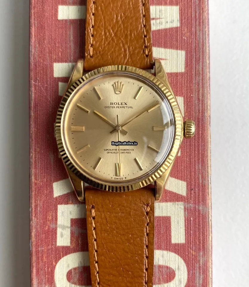 Exquisite Fake Rolex Oyster Perpetual 34 1005 Caliber 1570 Automatic Movement 34mm Yellow Gold Case Mens/unisex Watch - Image 3