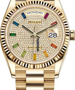 Affordable Fake Rolex Day-date 36 128238 Automatic Movement 36mm Yellow Gold Case Watch