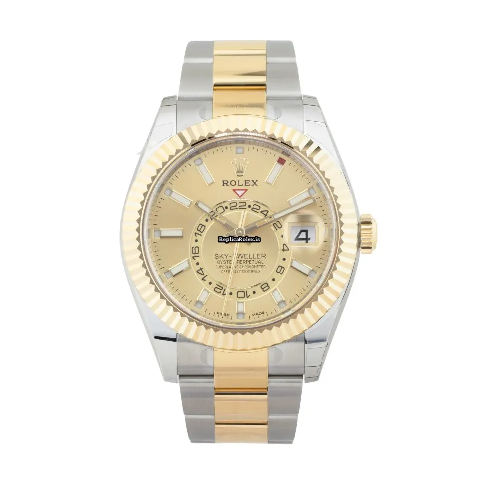 Fantastic Fake Rolex Sky-dweller 326933 Caliber 9001 Automatic Movement 42mm Gold/steel Case Mens/unisex Watch
