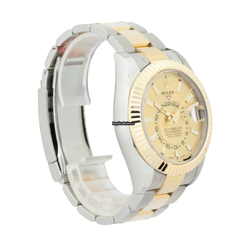 Fantastic Fake Rolex Sky-dweller 326933 Caliber 9001 Automatic Movement 42mm Gold/steel Case Mens/unisex Watch - Image 6