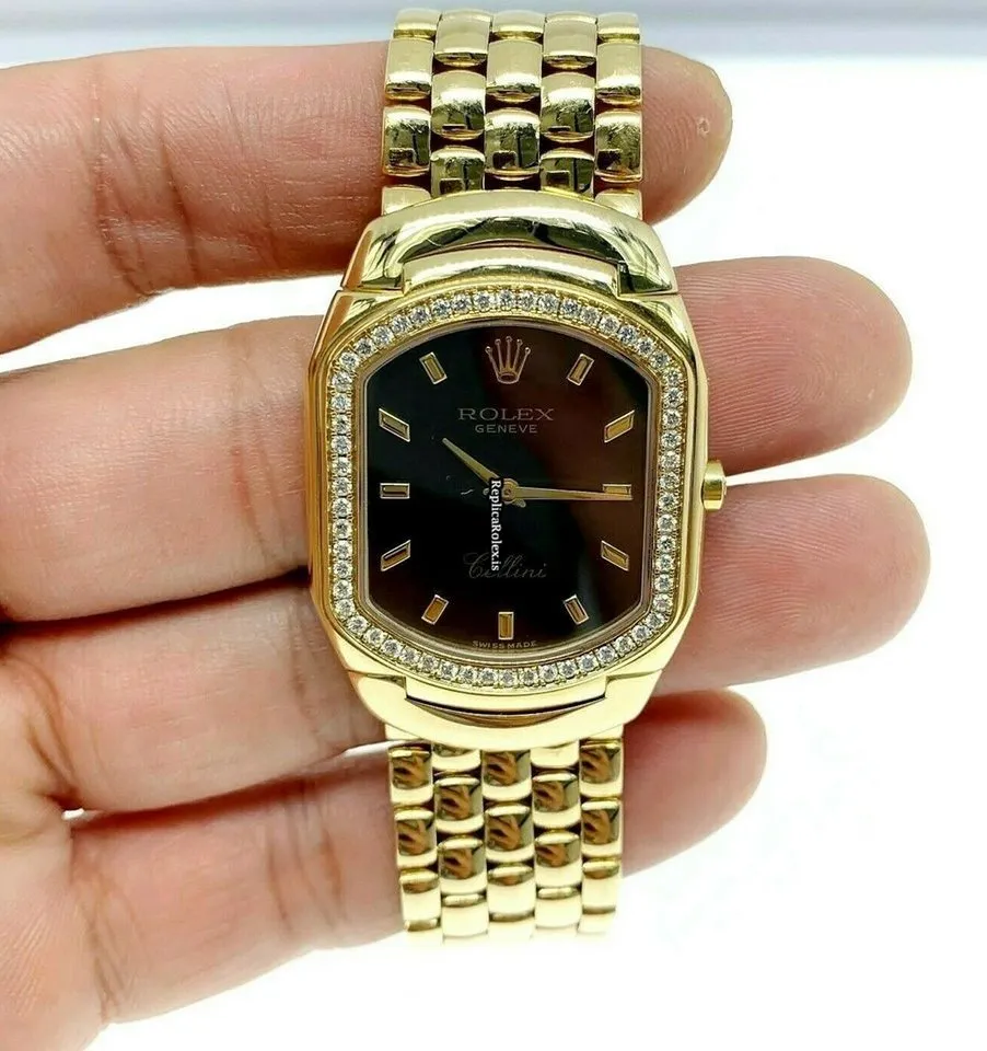 Neat Replica Rolex Cellini 6633 Quartz Movement Yellow Gold Case Mens/unisex Watch - Image 3