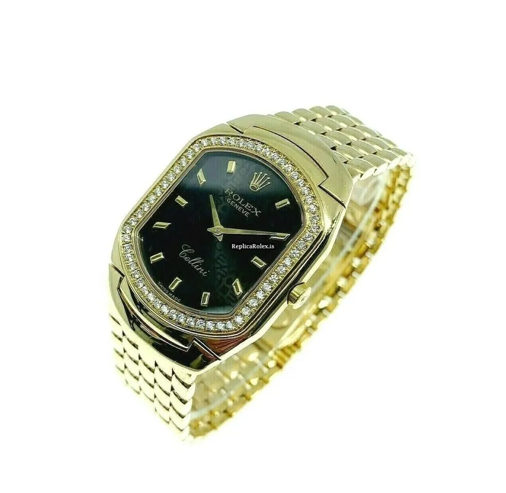 Neat Replica Rolex Cellini 6633 Quartz Movement Yellow Gold Case Mens/unisex Watch - Image 5