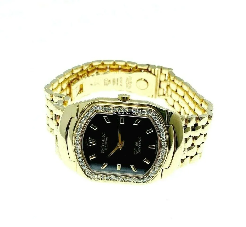 Neat Replica Rolex Cellini 6633 Quartz Movement Yellow Gold Case Mens/unisex Watch - Image 8
