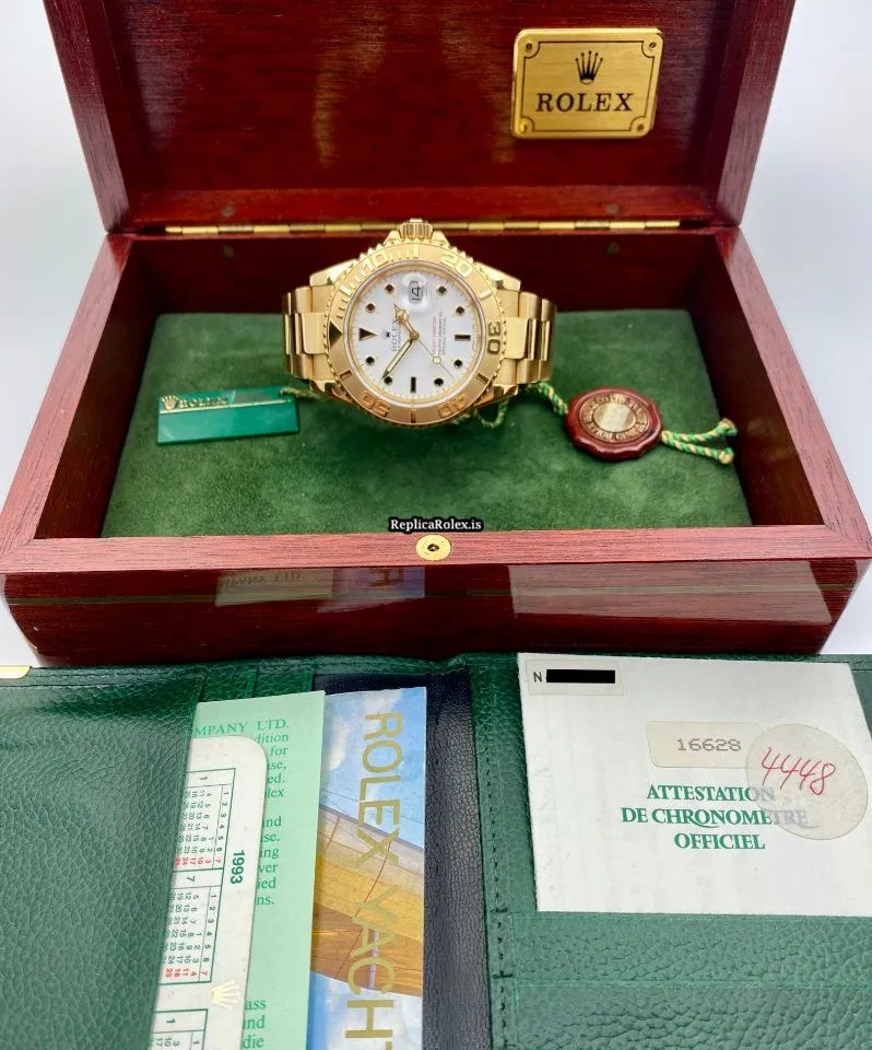 Exquisite Replica Rolex Yacht-master 16628 Caliber 3135 Automatic Movement 40mm Yellow Gold Case Mens/unisex Watch - Image 7