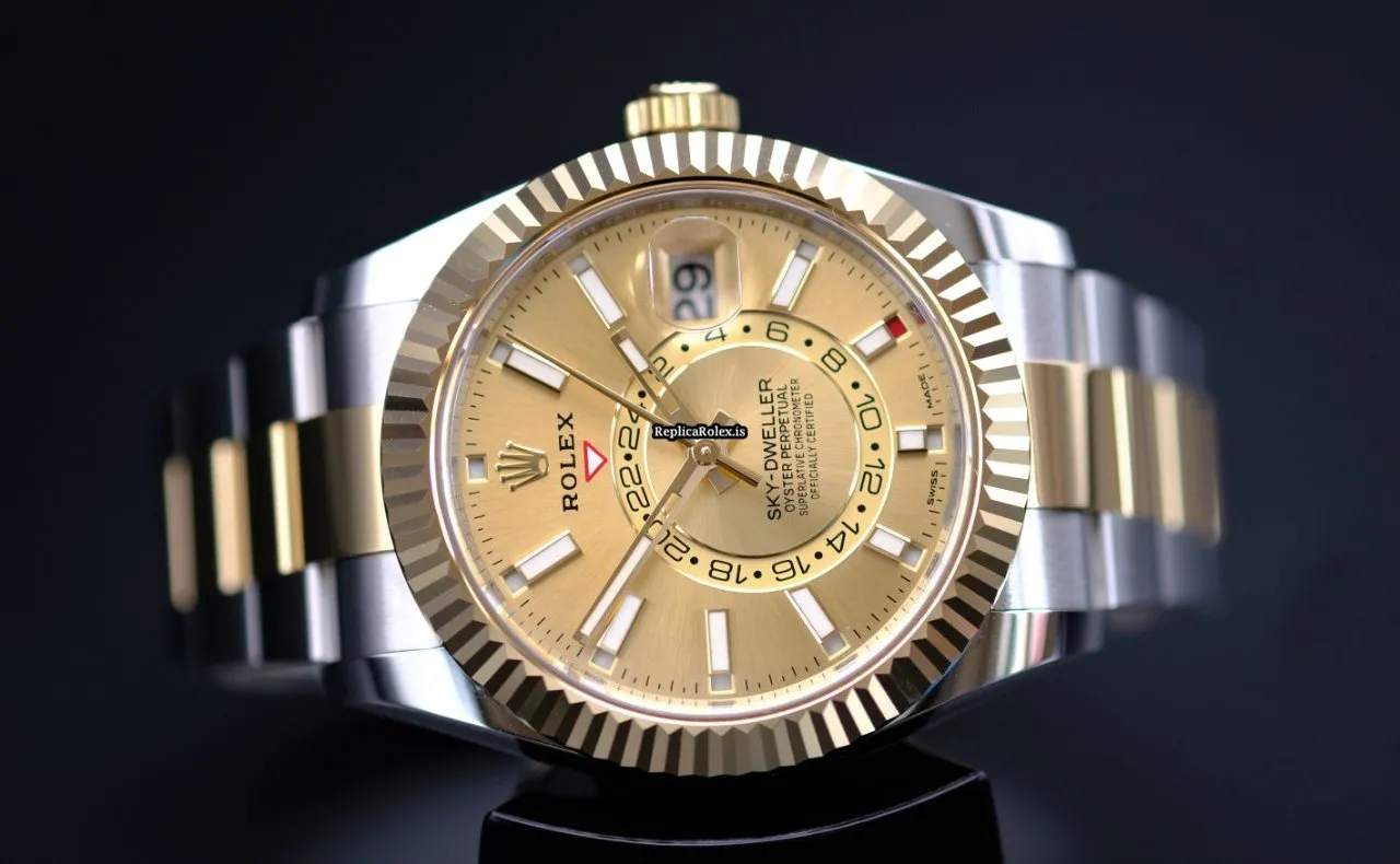 Amazing Replica Rolex Sky-dweller 326933 Caliber 9001 Automatic Movement 42mm Gold/steel Case Mens/unisex Watch