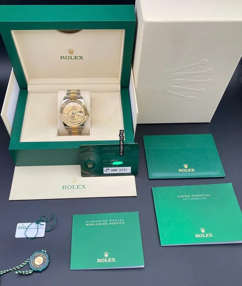 Amazing Replica Rolex Sky-dweller 326933 Caliber 9001 Automatic Movement 42mm Gold/steel Case Mens/unisex Watch - Image 14