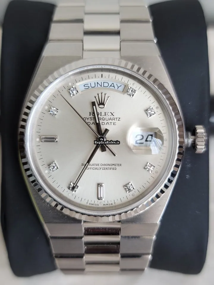 High Quality Replica Rolex Day-date Oysterquartz 19019 Caliber 5055 Quartz Movement 36mm White Gold Case Mens/unisex Watch - Image 11