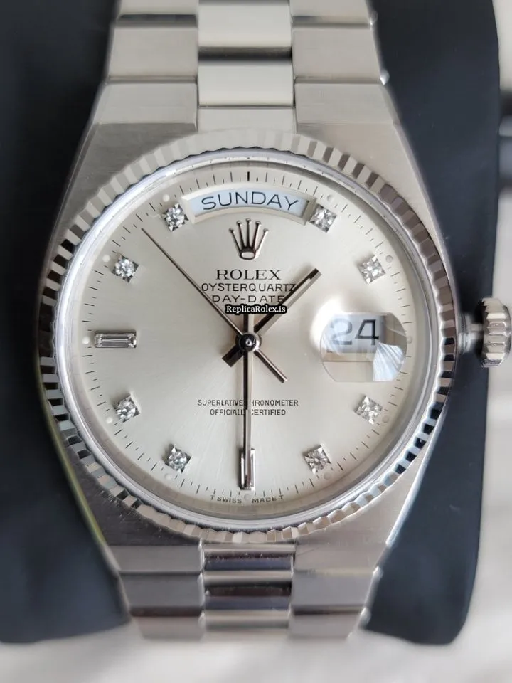 High Quality Replica Rolex Day-date Oysterquartz 19019 Caliber 5055 Quartz Movement 36mm White Gold Case Mens/unisex Watch - Image 12